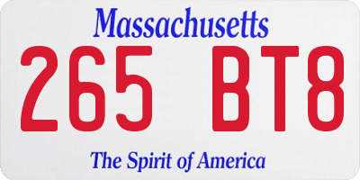 MA license plate 265BT8