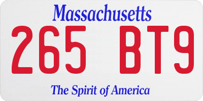 MA license plate 265BT9