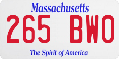 MA license plate 265BW0
