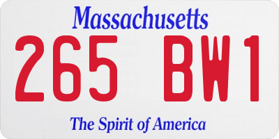MA license plate 265BW1