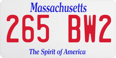 MA license plate 265BW2