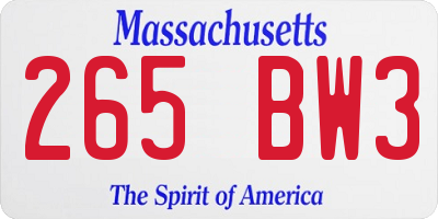 MA license plate 265BW3