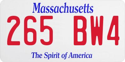 MA license plate 265BW4