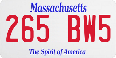 MA license plate 265BW5