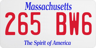 MA license plate 265BW6