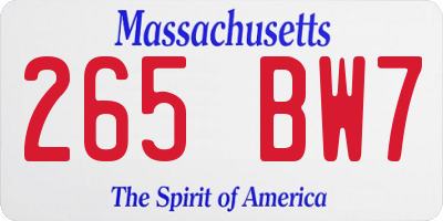 MA license plate 265BW7