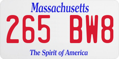 MA license plate 265BW8