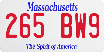 MA license plate 265BW9