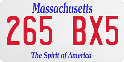 MA license plate 265BX5
