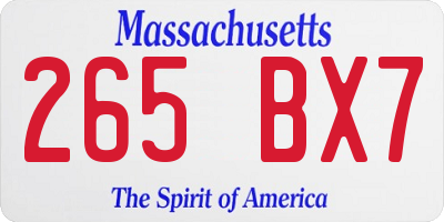 MA license plate 265BX7