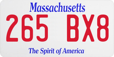 MA license plate 265BX8