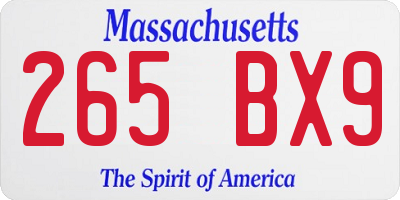 MA license plate 265BX9