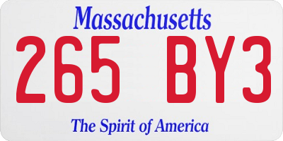MA license plate 265BY3