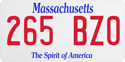 MA license plate 265BZ0