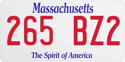 MA license plate 265BZ2