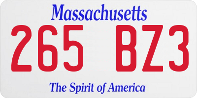 MA license plate 265BZ3