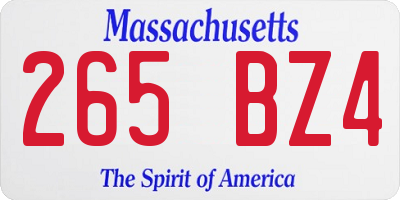 MA license plate 265BZ4