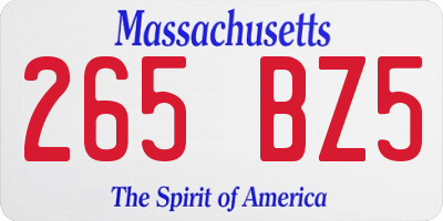 MA license plate 265BZ5