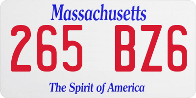 MA license plate 265BZ6