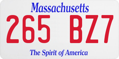 MA license plate 265BZ7