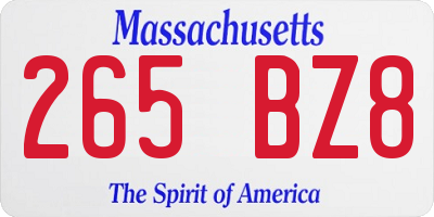 MA license plate 265BZ8