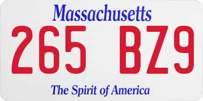 MA license plate 265BZ9
