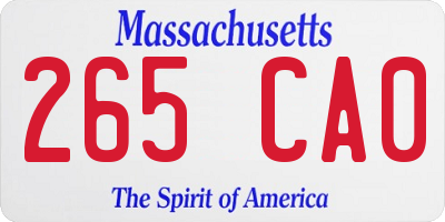 MA license plate 265CA0