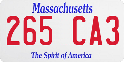 MA license plate 265CA3