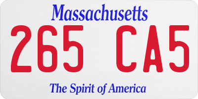 MA license plate 265CA5