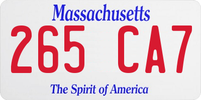 MA license plate 265CA7
