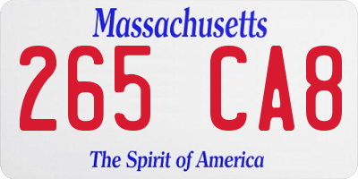 MA license plate 265CA8