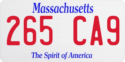 MA license plate 265CA9