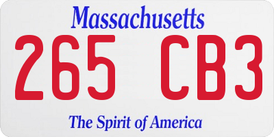 MA license plate 265CB3