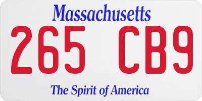MA license plate 265CB9