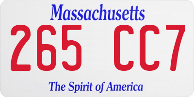 MA license plate 265CC7
