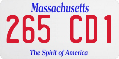 MA license plate 265CD1