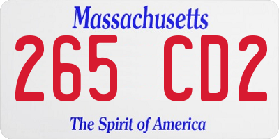 MA license plate 265CD2