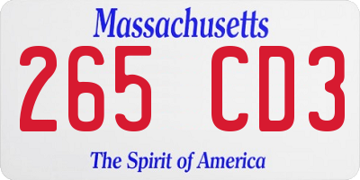 MA license plate 265CD3