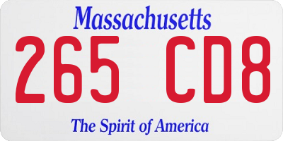 MA license plate 265CD8