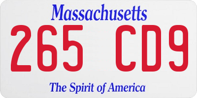 MA license plate 265CD9