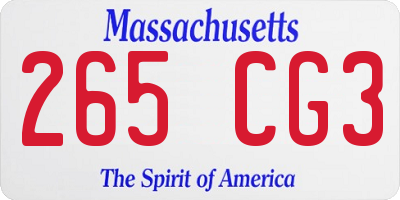MA license plate 265CG3