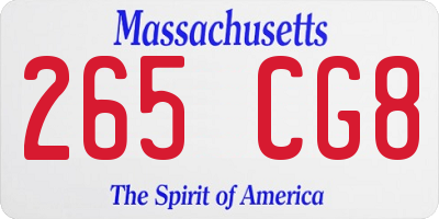 MA license plate 265CG8