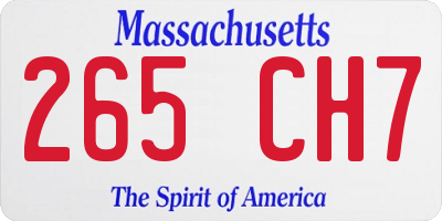 MA license plate 265CH7