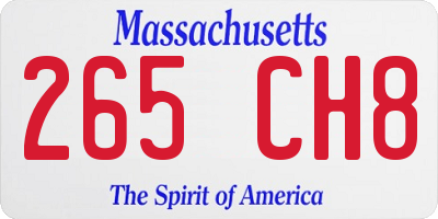MA license plate 265CH8