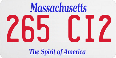 MA license plate 265CI2