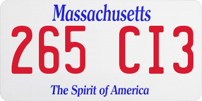 MA license plate 265CI3