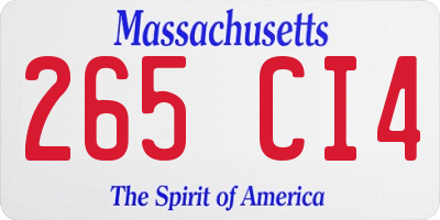 MA license plate 265CI4