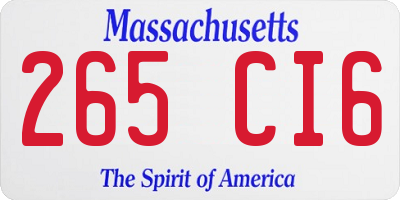MA license plate 265CI6
