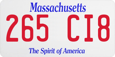 MA license plate 265CI8