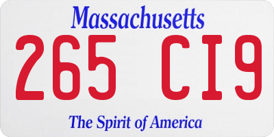MA license plate 265CI9